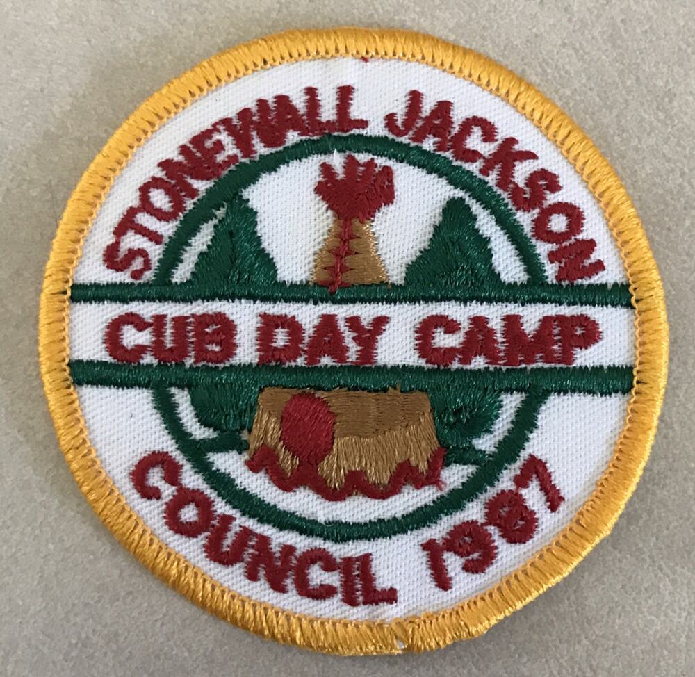 Vtg 1987 Boy Cub Scouts Stonewall Jackson Council Day Camp Virginia Sew On Patch